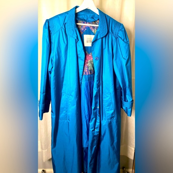 Fleet Street Jackets & Blazers - Vintage Fleet Street Chiango Vintage 80s Trench Rain Coat Teal Womens Size 12